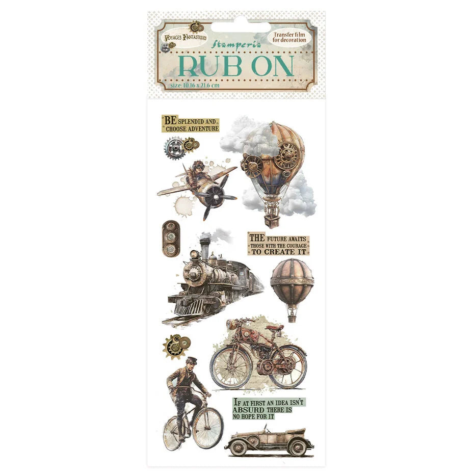 Stamperia Voyages Fantastiques Rub-On 4x8,5 Inch The Age of Adventure (DFLRB191)