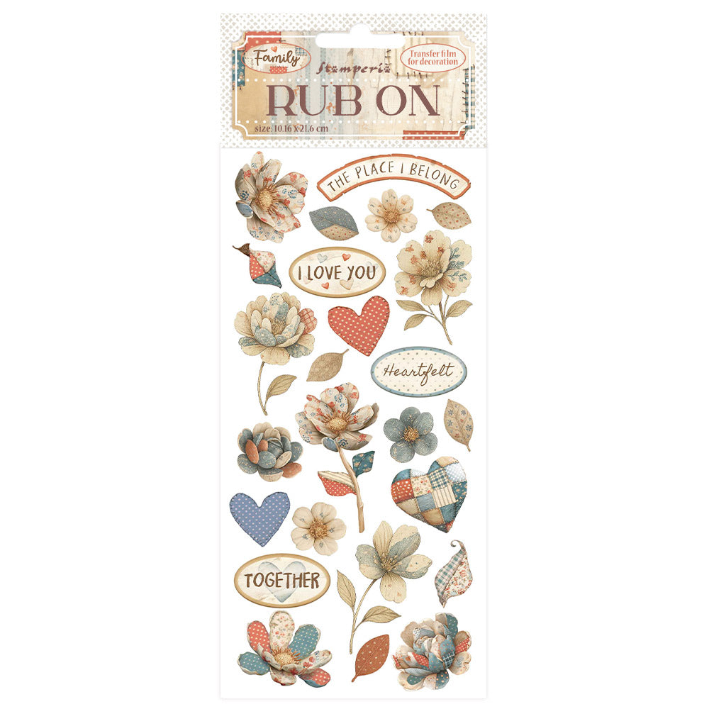 Stamperia Family Rub-On 8.33×2.36 Inch Patchwork Flowers (DFLRB214)