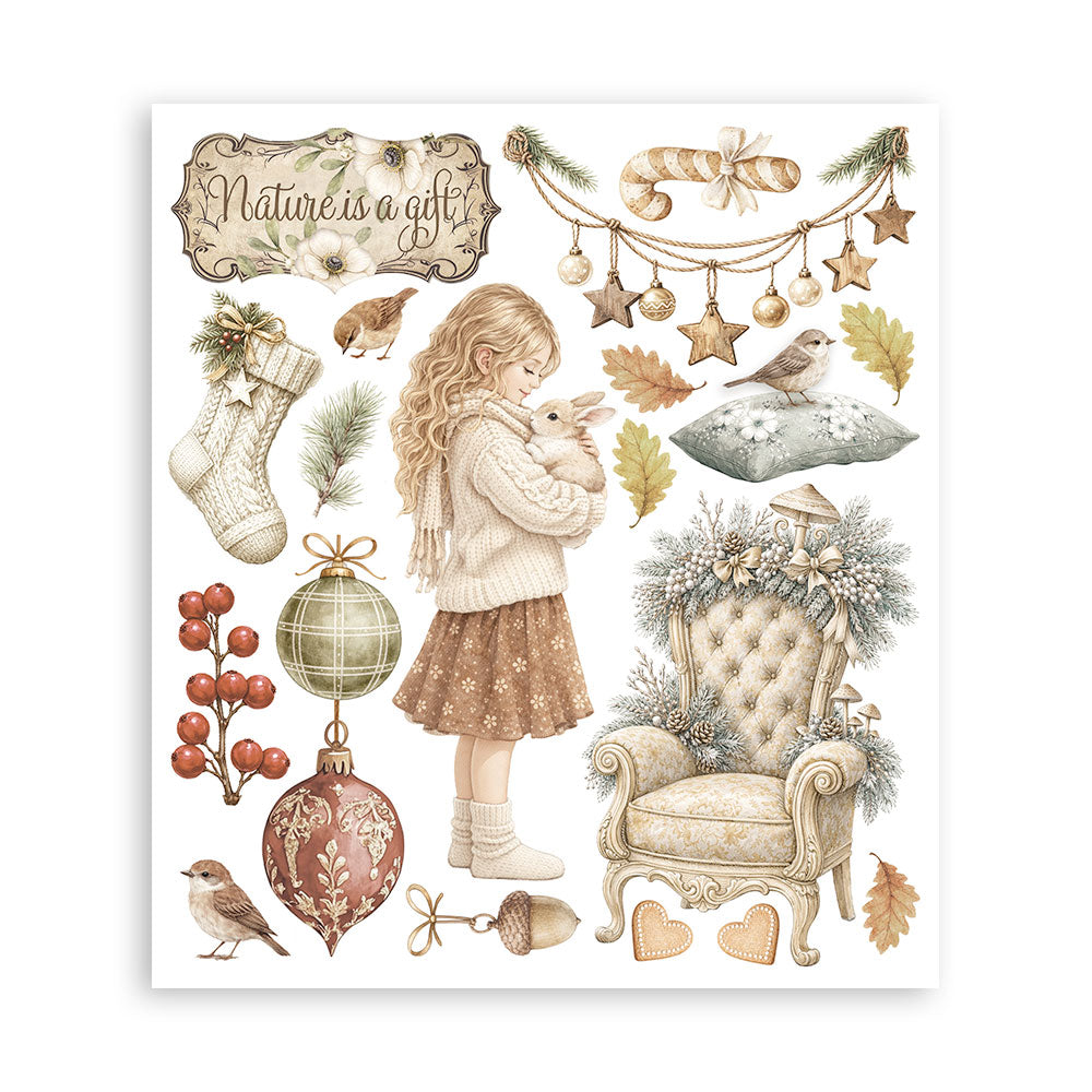 Stamperia White Christmas Rub-On 20.5 x 23cm Assortment, 6 Pieces by Cristina Radovan - DFLRBXG13