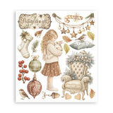Stamperia White Christmas Rub-On 20.5 x 23cm Assortment, 6 Pieces by Cristina Radovan - DFLRBXG13