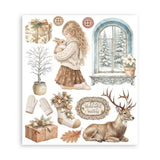 Stamperia White Christmas Rub-On 20.5 x 23cm Assortment, 6 Pieces by Cristina Radovan - DFLRBXG13
