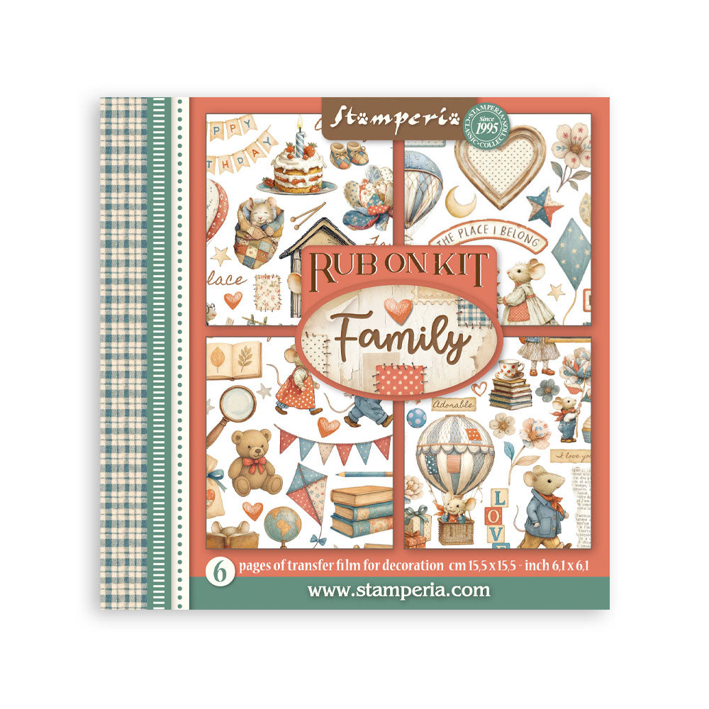 Stamperia Family Rub-On 6.1×6.1 Inch Assortment (DFLRBX04)