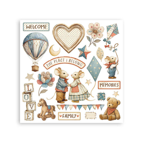 Stamperia Family Rub-On 6.1×6.1 Inch Assortment (DFLRBX04)