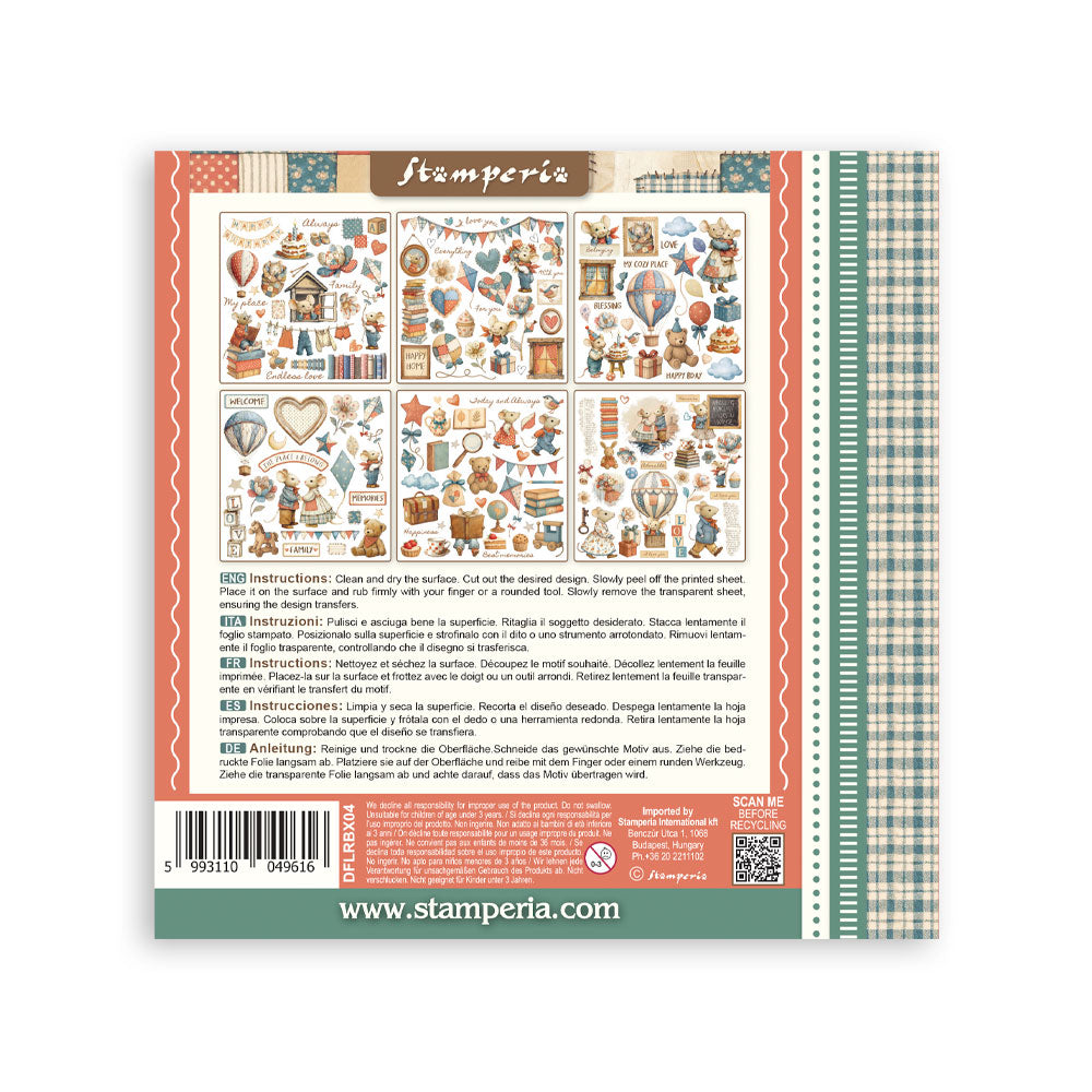 Stamperia Family Rub-On 6.1×6.1 Inch Assortment (DFLRBX04)