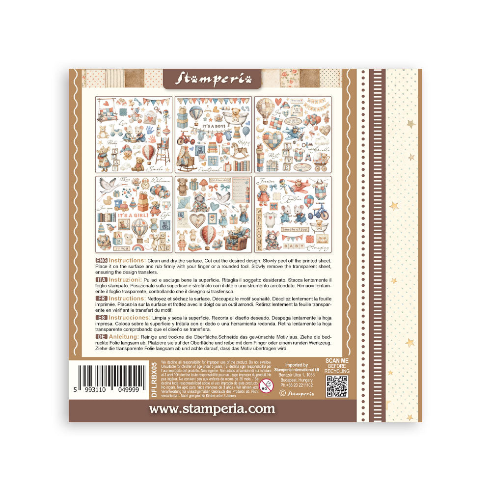 Stamperia Baby Rub-On 6.1×6.1 Inch Assortment (DFLRBX05)