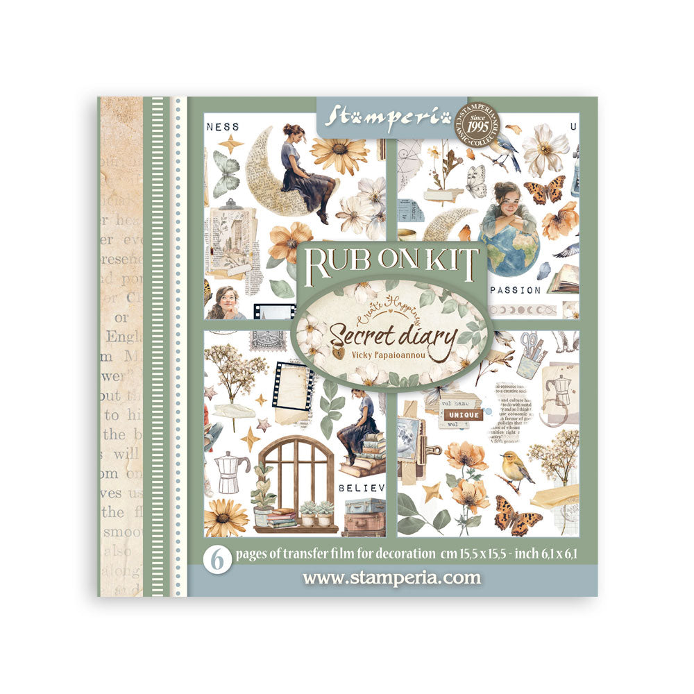 Stamperia Secret Diary Rub-On 15,5x15,5cm Assortment (6pcs) (DFLRBX09)