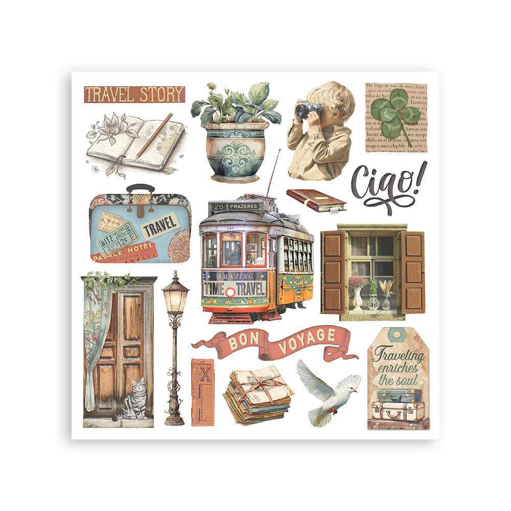 Stamperia Art of Travelling Rub-On 15.5x15.5cm Assortment 6pcs (DFLRBX12)