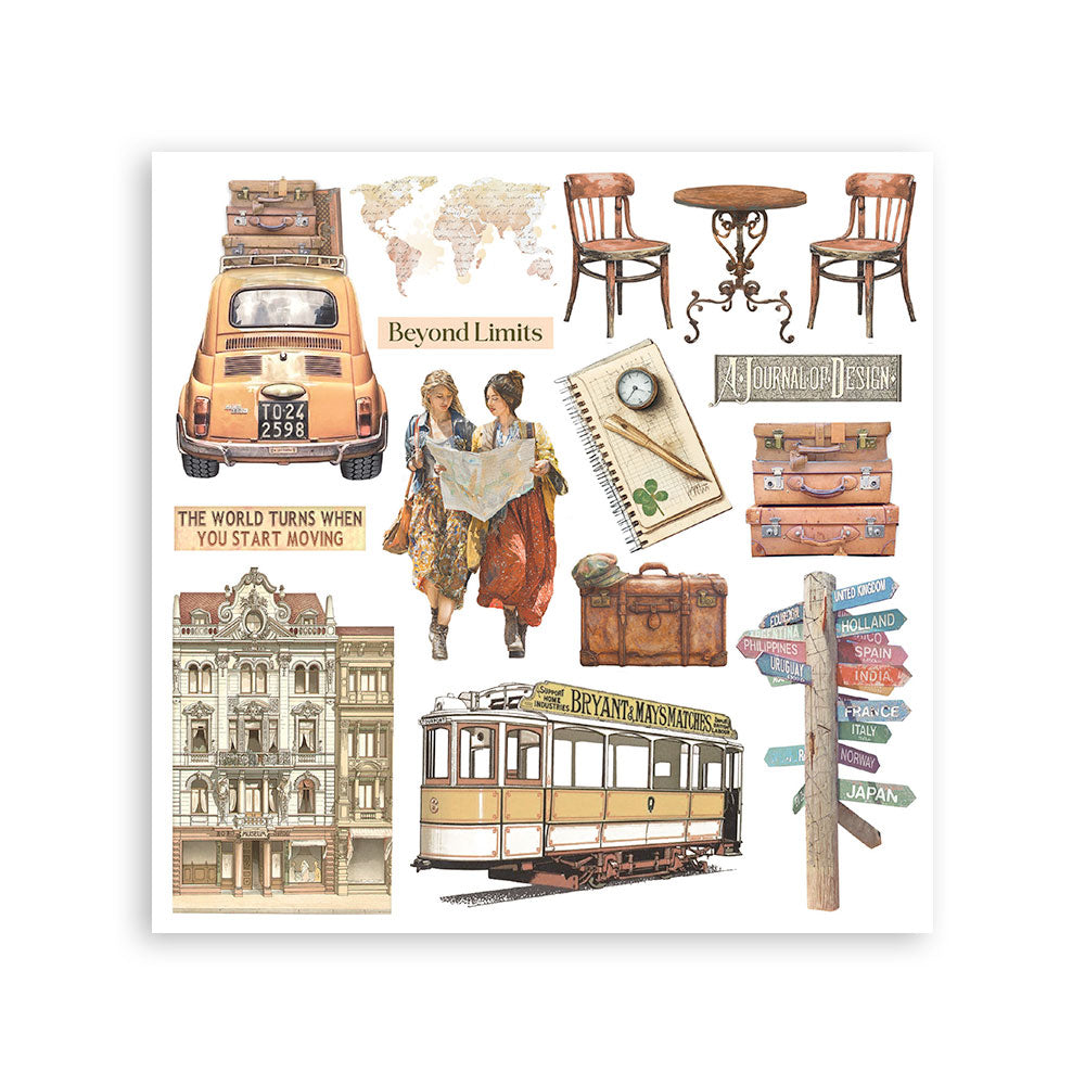 Stamperia Art of Travelling Rub-On 15.5x15.5cm Assortment 6pcs (DFLRBX12)