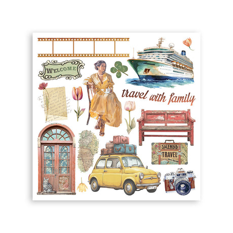 Stamperia Art of Travelling Rub-On 15.5x15.5cm Assortment 6pcs (DFLRBX12)