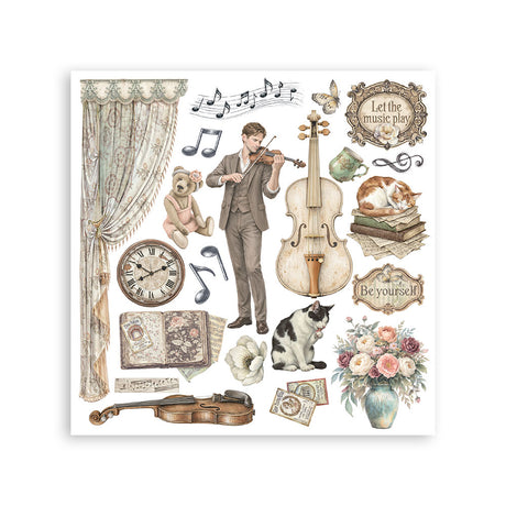 Stamperia Symphony Rub-On 15.5x15.5cm Assortment (6pcs) by Sara Alcobendas (DFLRBX16)