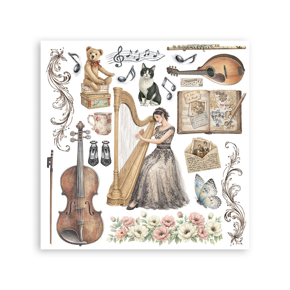 Stamperia Symphony Rub-On 15.5x15.5cm Assortment (6pcs) by Sara Alcobendas (DFLRBX16)