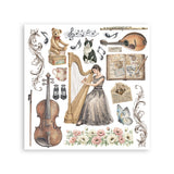 Stamperia Symphony Rub-On 15.5x15.5cm Assortment (6pcs) by Sara Alcobendas (DFLRBX16)
