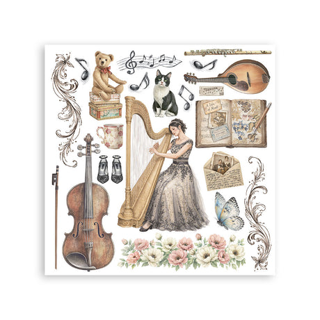 Stamperia Symphony Rub-On 15.5x15.5cm Assortment (6pcs) by Sara Alcobendas (DFLRBX16)