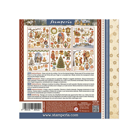 Stamperia Silent Night Rub-On 15.5 x 15.5cm Assortment, 6 Pieces - DFLRBX20