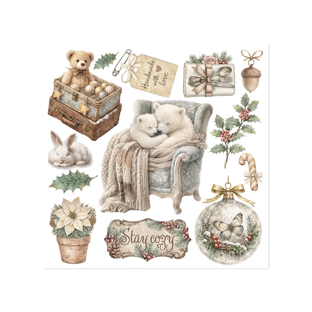 Stamperia White Christmas Rub-On 15.5 x 15.5cm Assortment, 6 Pieces by Cristina Radovan - DFLRBX21