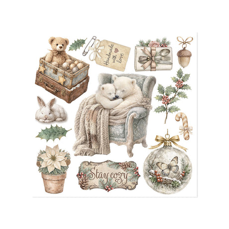 Stamperia White Christmas Rub-On 15.5 x 15.5cm Assortment, 6 Pieces by Cristina Radovan - DFLRBX21