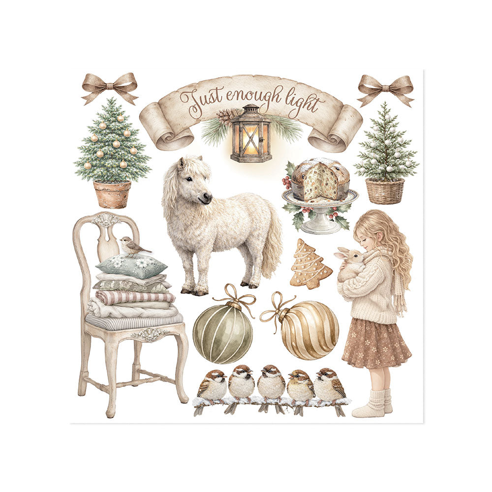 Stamperia White Christmas Rub-On 15.5 x 15.5cm Assortment, 6 Pieces by Cristina Radovan - DFLRBX21