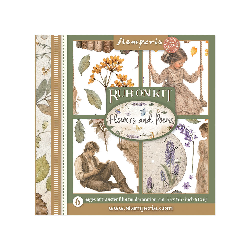 Stamperia Flowers and Poems Rub-On 15,5x15x5cm Assortment (6pcs) - DFLRBX24
