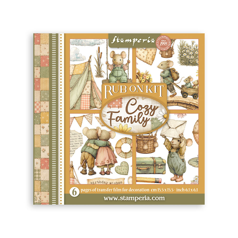 Stamperia Cozy Family Rub-On 15,5x15x5cm Assortment (6pcs) - DFLRBX25