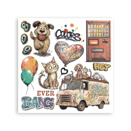 Stamperia Furry Friends 2 Decorative Rub-On Kit 15.5x15.5cm - DFLRBX26