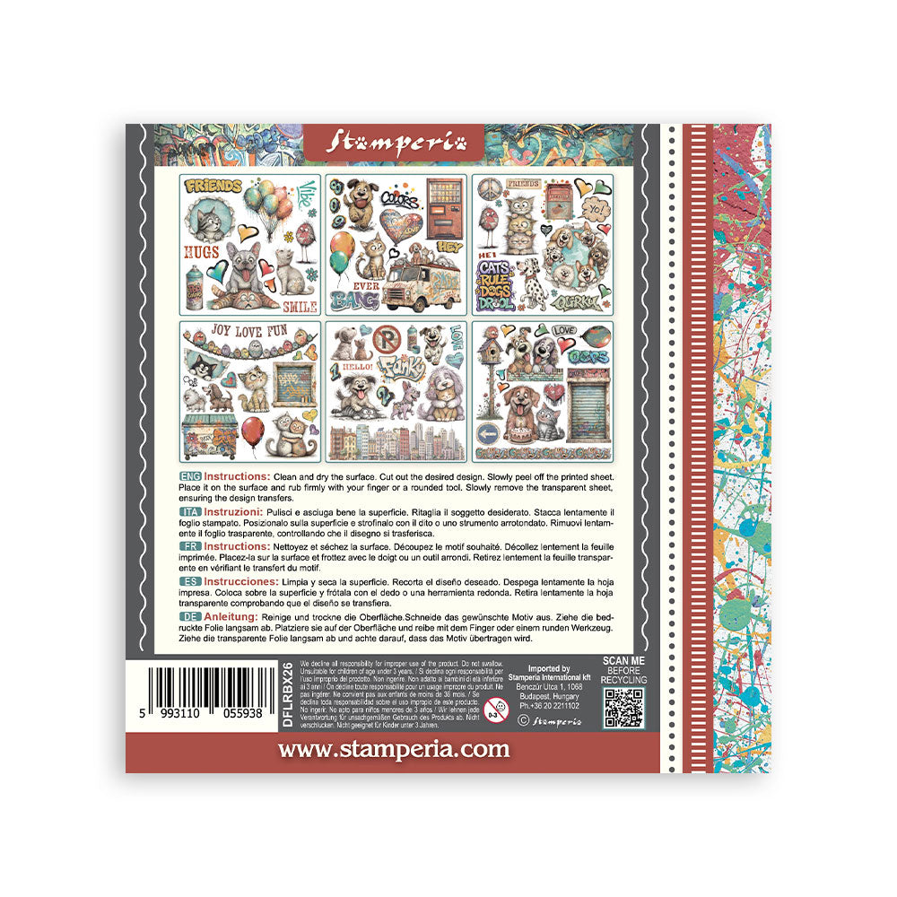 Stamperia Furry Friends 2 Decorative Rub-On Kit 15.5x15.5cm - DFLRBX26