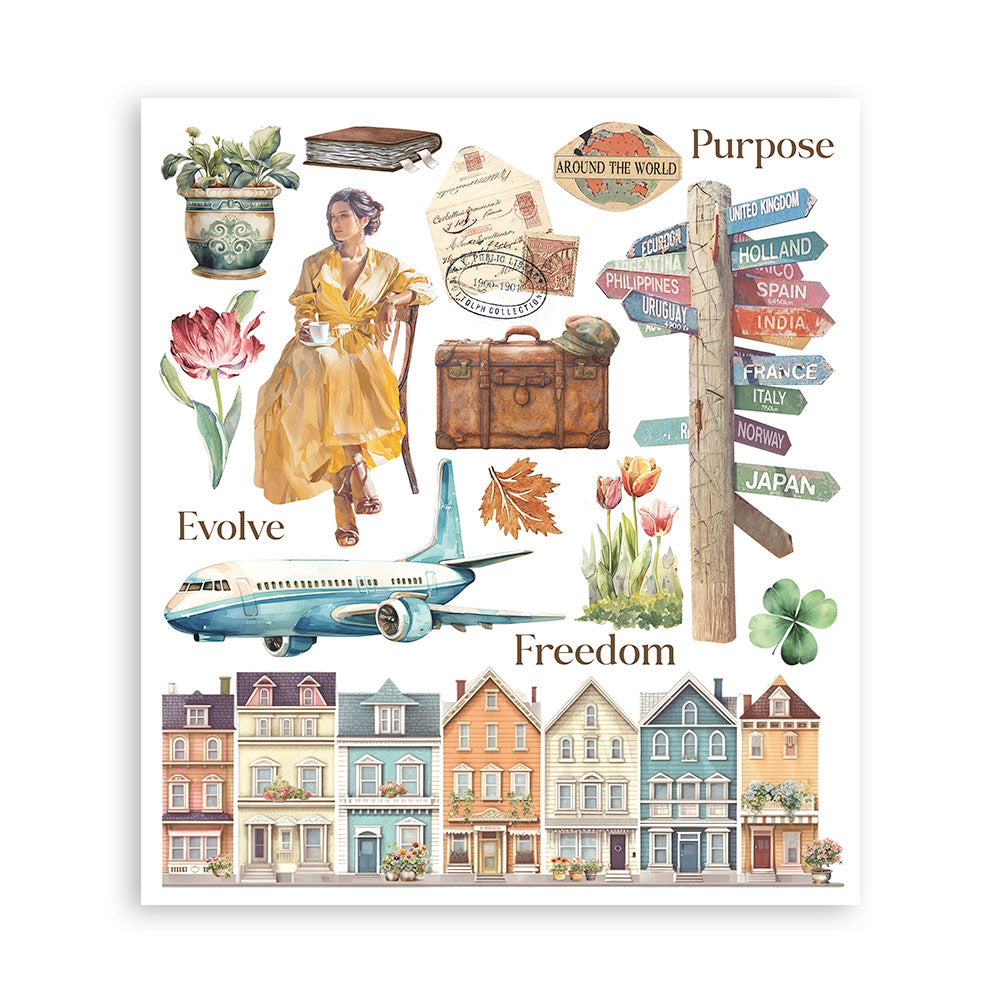 Stamperia Art of Travelling Rub-On 20.5x23cm Assortment 6pcs (DFLRBXG05)