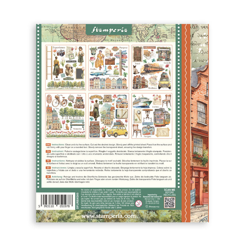 Stamperia Art of Travelling Rub-On 20.5x23cm Assortment 6pcs (DFLRBXG05)