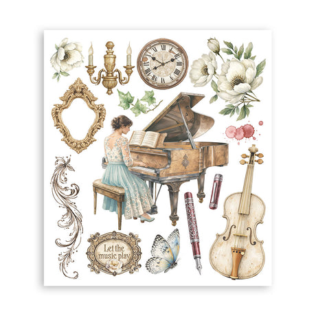 Stamperia Symphony Rub-On 20.5x23cm Assortment (6pcs) by Sara Alcobendas (DFLRBXG09)