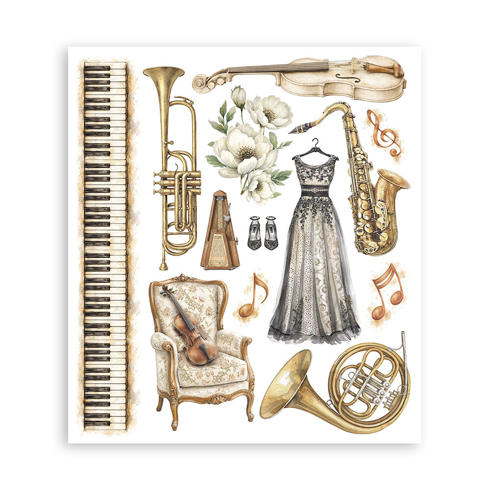 Stamperia Symphony Rub-On 20.5x23cm Assortment (6pcs) by Sara Alcobendas (DFLRBXG09)