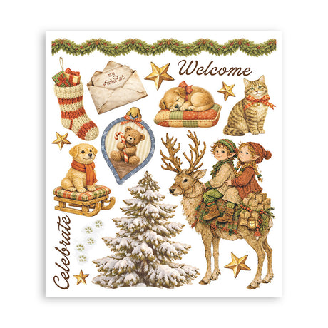 Stamperia Silent Night Rub-On 20.5 x 23cm Assortment, 6 Pieces - DFLRBXG12