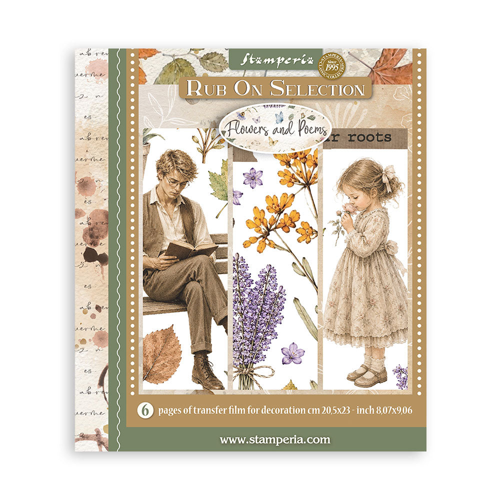 Stamperia Flowers and Poems Rub-On 20,5x23cm Assortment (6pcs) - DFLRBXG16