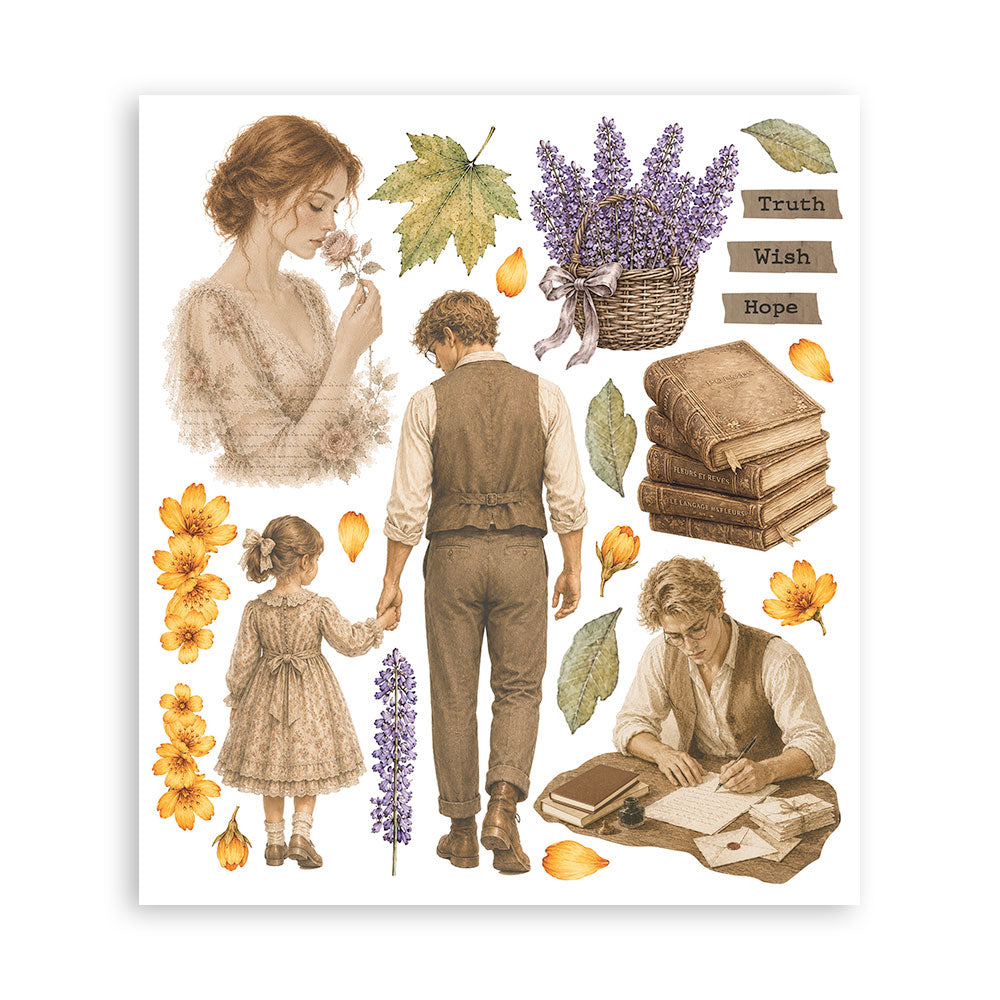 Stamperia Flowers and Poems Rub-On 20,5x23cm Assortment (6pcs) - DFLRBXG16