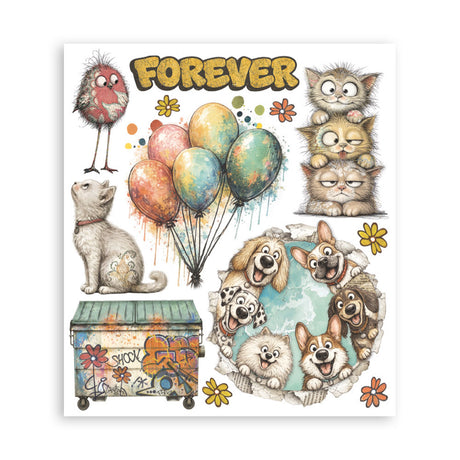 Stamperia Furry Friends 2 Decorative Rub-On Selection 20.5x23cm - DFLRBXG18