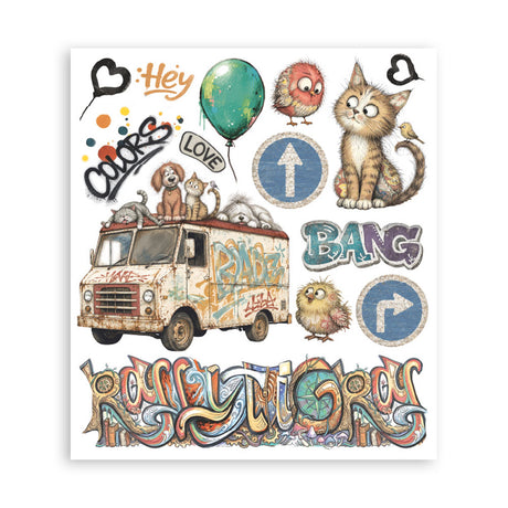 Stamperia Furry Friends 2 Decorative Rub-On Selection 20.5x23cm - DFLRBXG18