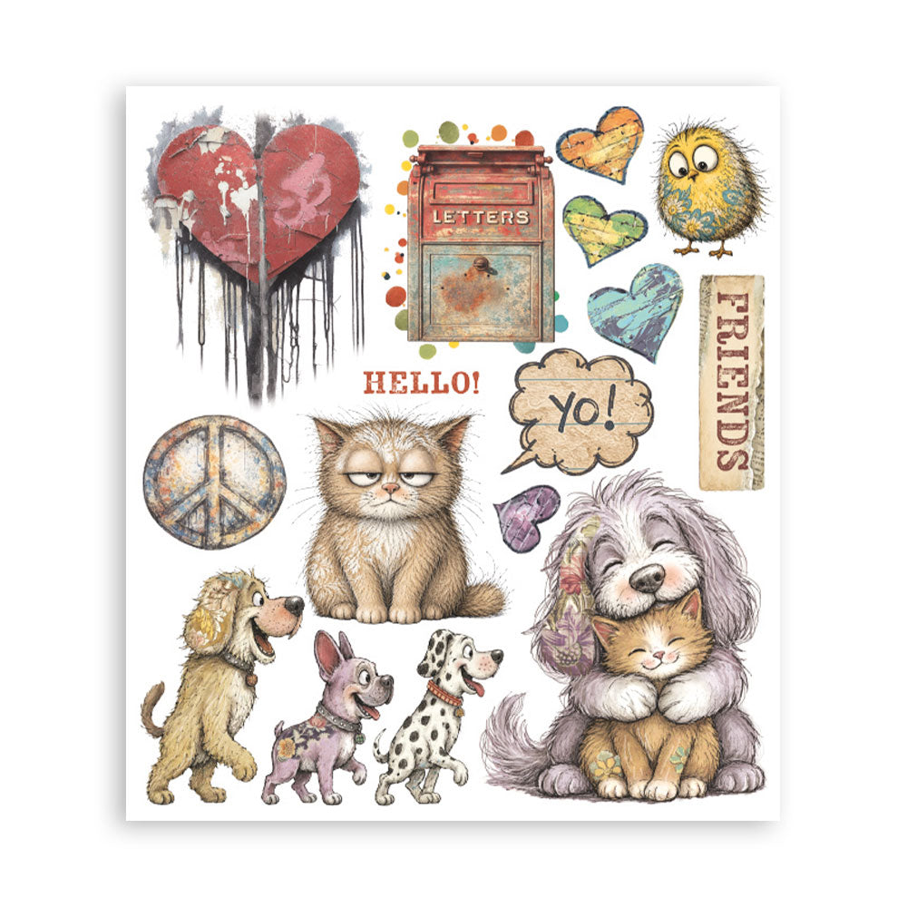 Stamperia Furry Friends 2 Decorative Rub-On Selection 20.5x23cm - DFLRBXG18