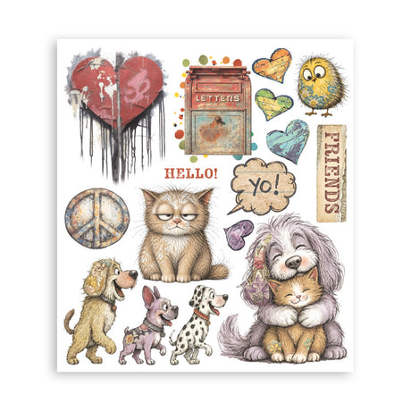 Stamperia Furry Friends 2 Decorative Rub-On Selection 20.5x23cm - DFLRBXG18