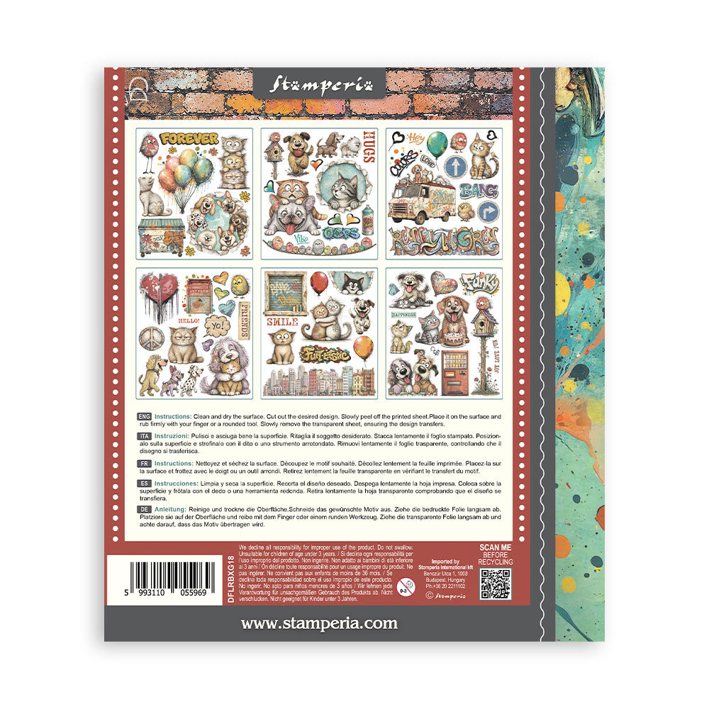 Stamperia Furry Friends 2 Decorative Rub-On Selection 20.5x23cm - DFLRBXG18