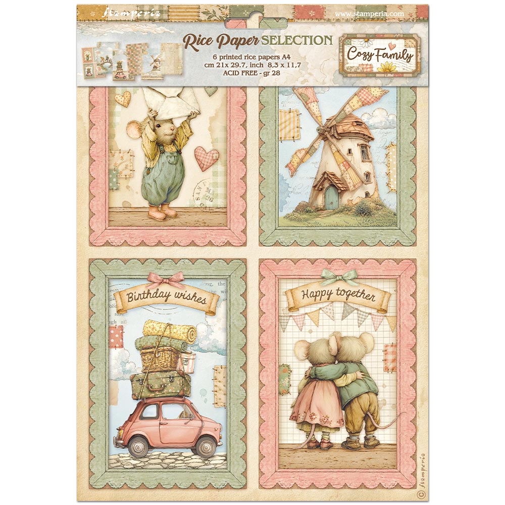 Stamperia Cozy Family A4 Rice Paper Selection (6pcs) - DFSA4XCF