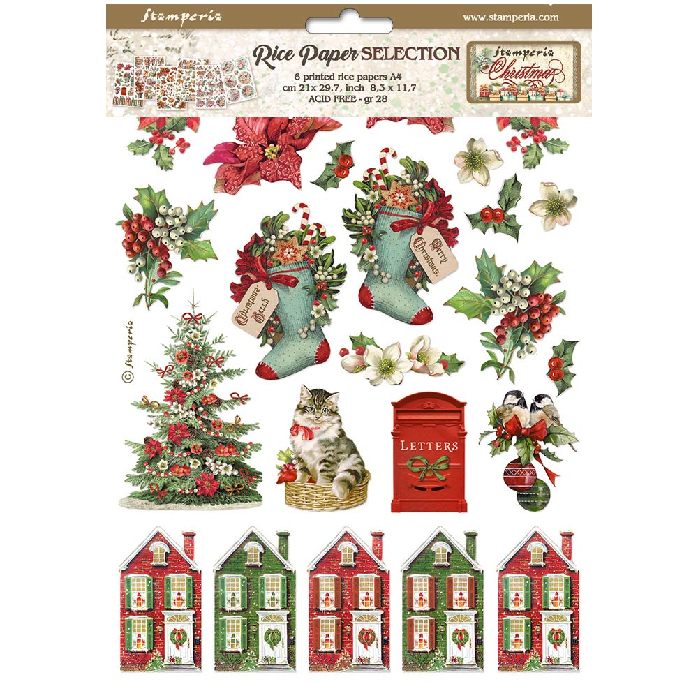 Stamperia Selection 6 Rice paper A4 - Classic Christmas DFSA4XCX