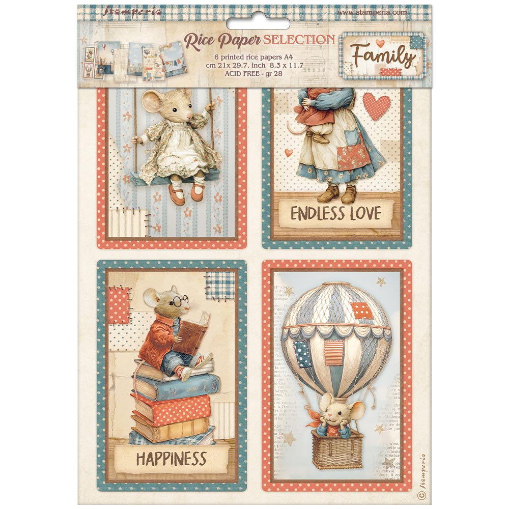 Stamperia Family A4 Rice Paper Selection (6pcs) (DFSA4XFL)