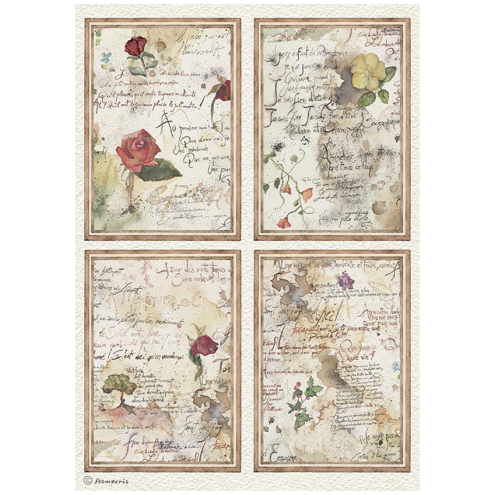 Stamperia Flowers and Poems A4 Rice Paper Selection (6pcs) - DFSA4XFP
