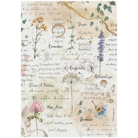 Stamperia Flowers and Poems A4 Rice Paper Selection (6pcs) - DFSA4XFP