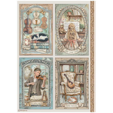 Stamperia Symphony A4 Rice Paper Selection (6pcs) by Sara Alcobendas (DFSA4XSP)