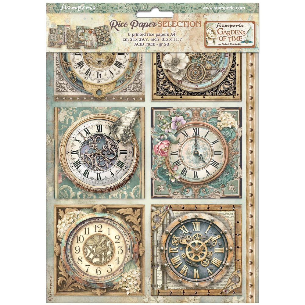 Stamperia Gardens of Time A4 Rice Paper (DFSA4XTM)