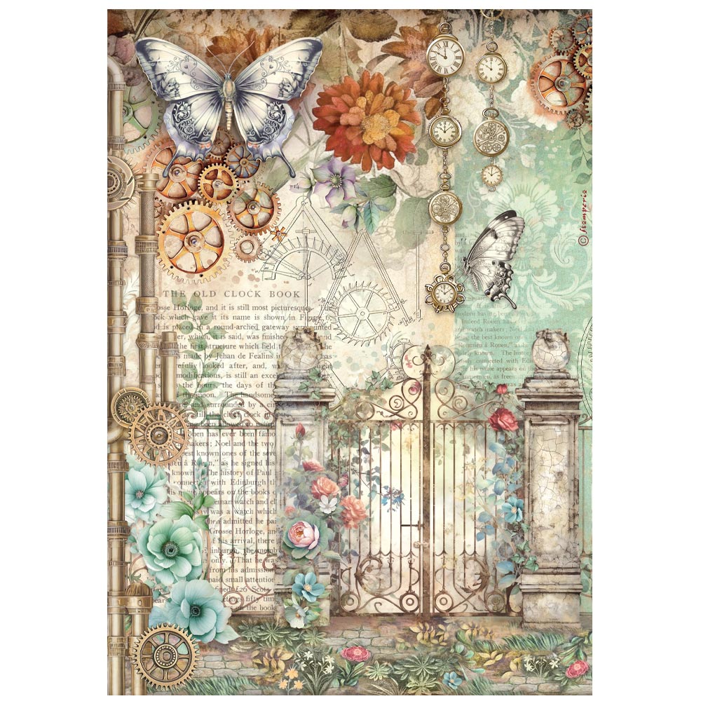 Stamperia Gardens of Time A4 Rice Paper (DFSA4XTM)