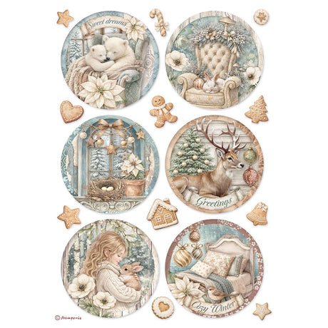 Stamperia White Christmas A4 Rice Paper Selection, 6 Pieces by Cristina Radovan - DFSA4XWG