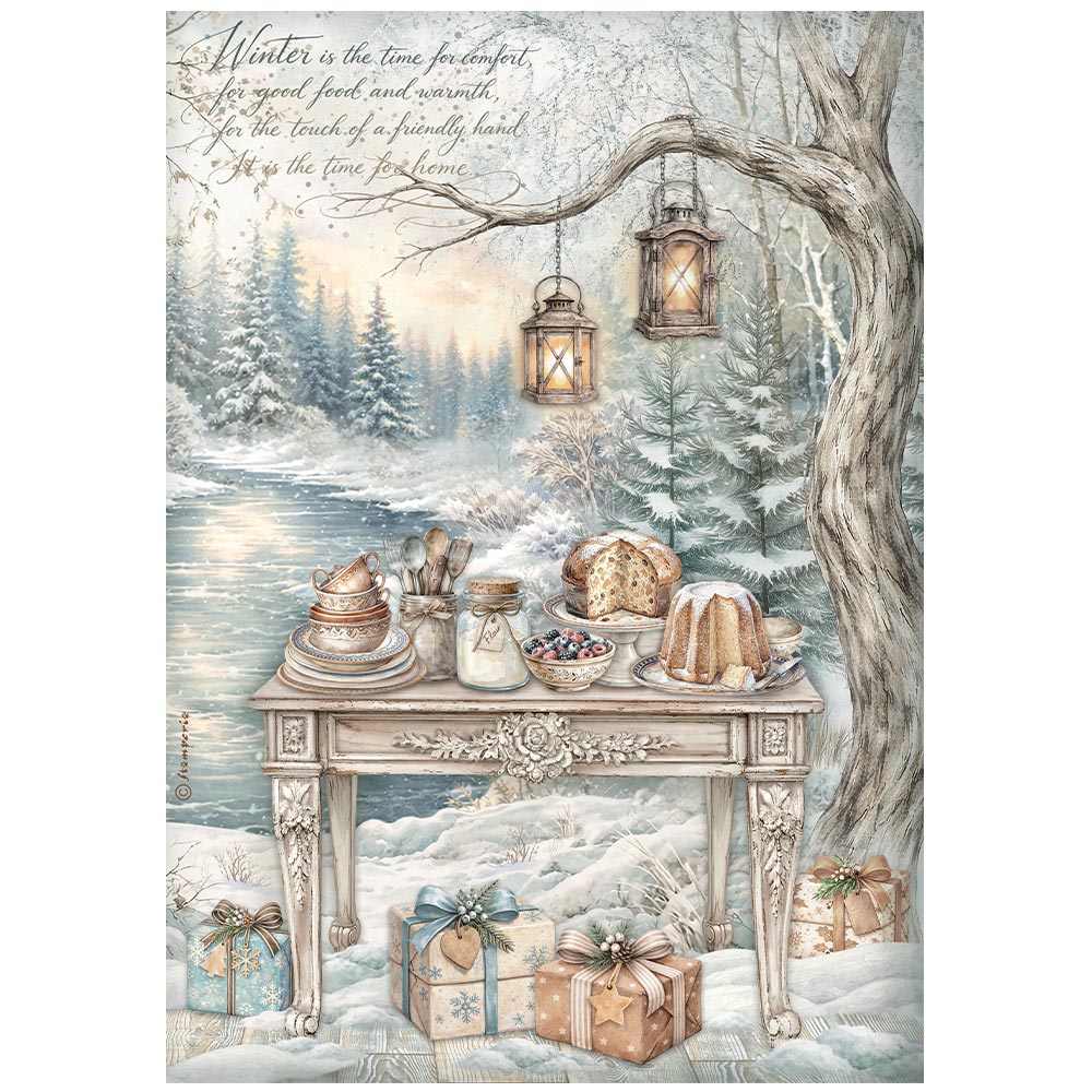 Stamperia White Christmas A4 Rice Paper Selection, 6 Pieces by Cristina Radovan - DFSA4XWG