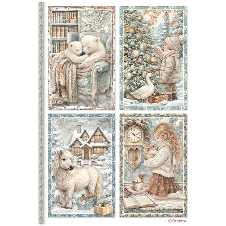 Stamperia White Christmas A4 Rice Paper Selection, 6 Pieces by Cristina Radovan - DFSA4XWG
