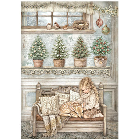Stamperia White Christmas A4 Rice Paper Selection, 6 Pieces by Cristina Radovan - DFSA4XWG