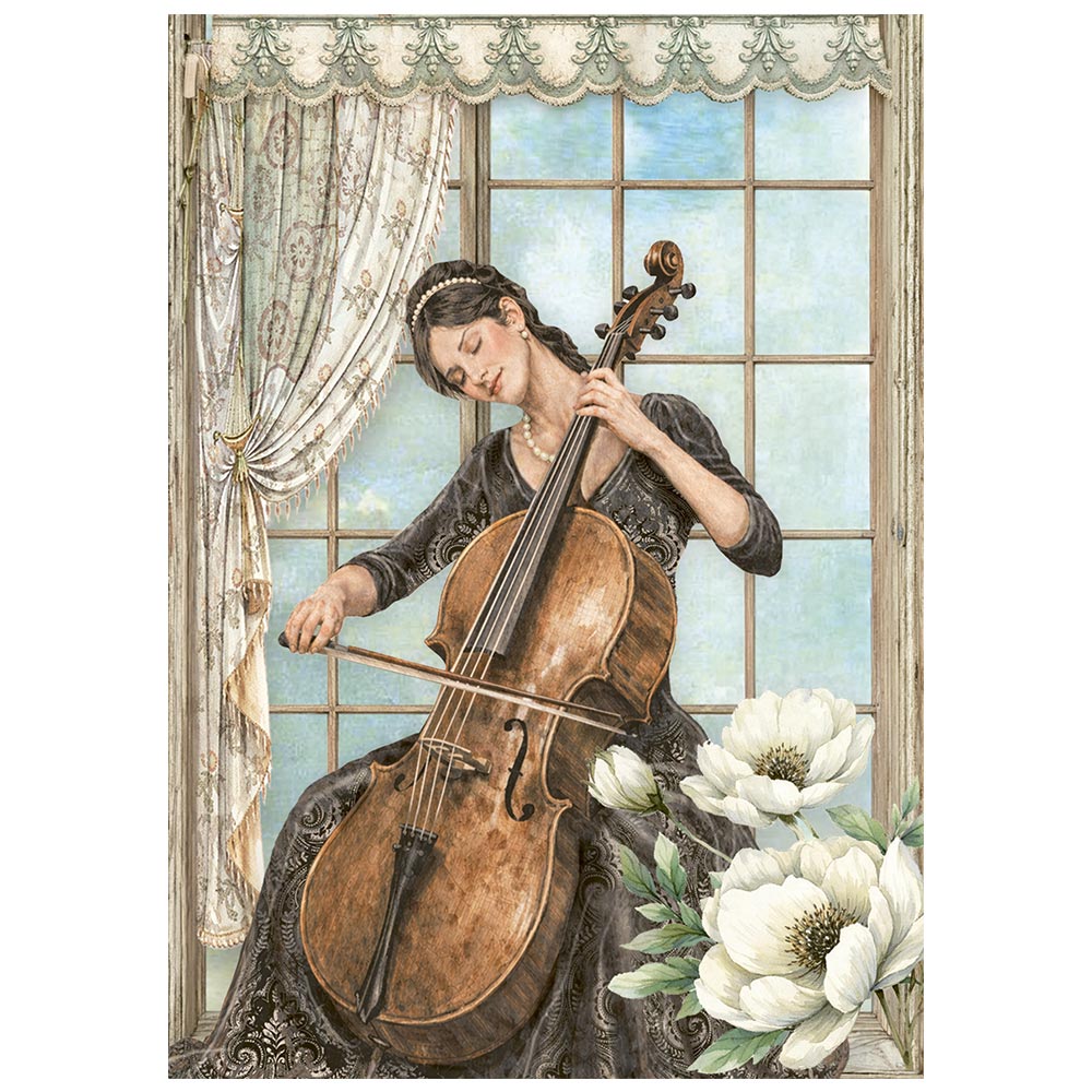 Stamperia Symphony A6 Mini Rice Paper (8pcs) by Sara Alcobendas (DFSA6X07)